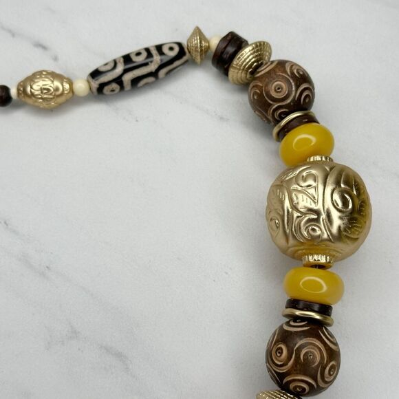 Chico's Collectibles Chunky Beaded Gold Tone Statement Necklace ✨ - Picture 4 of 12